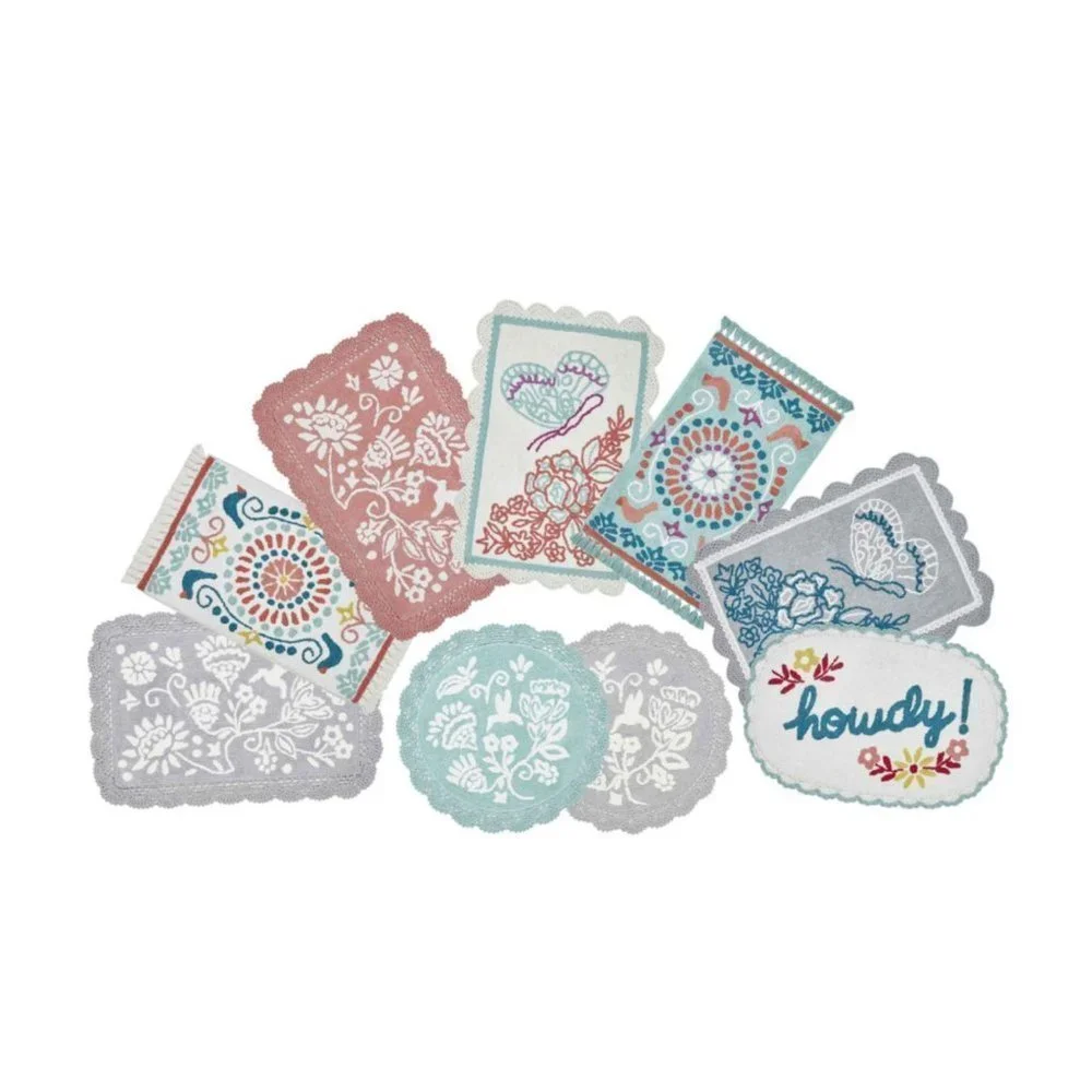 NWT Pioneer Woman Mazie Two-Color Floral Crochet Soft Silver Bath Rug 20
